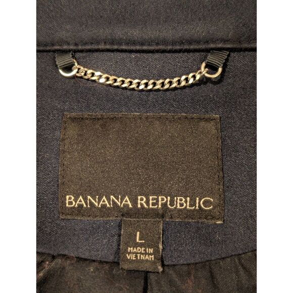 Banana Republic Navy Vegan Suede Biker Jacket with Gold Accent Zippers Large - Picture 5 of 9